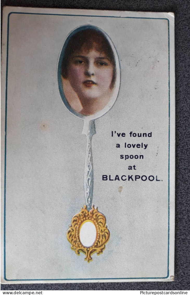 IVE FOUND A LOVELY SPOON AT BLACKPOOL OLD COLOUR POSTCARD LANCASHIRE - Blackpool