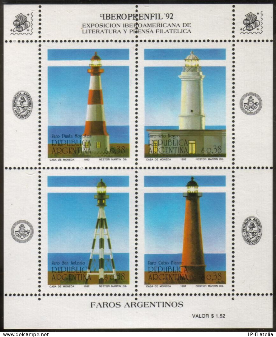 Argentina - 1992 - Lighthouses - Faros "Punta Mogotes" - "Rio Negro" - "San Antonio" - "Cabo Blanco" - Neufs