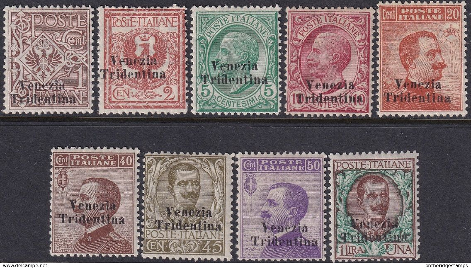 Austria 1918 Sc N52-60 Trentino Sa 19-27 Italian Occ Set MLH* - Trentin