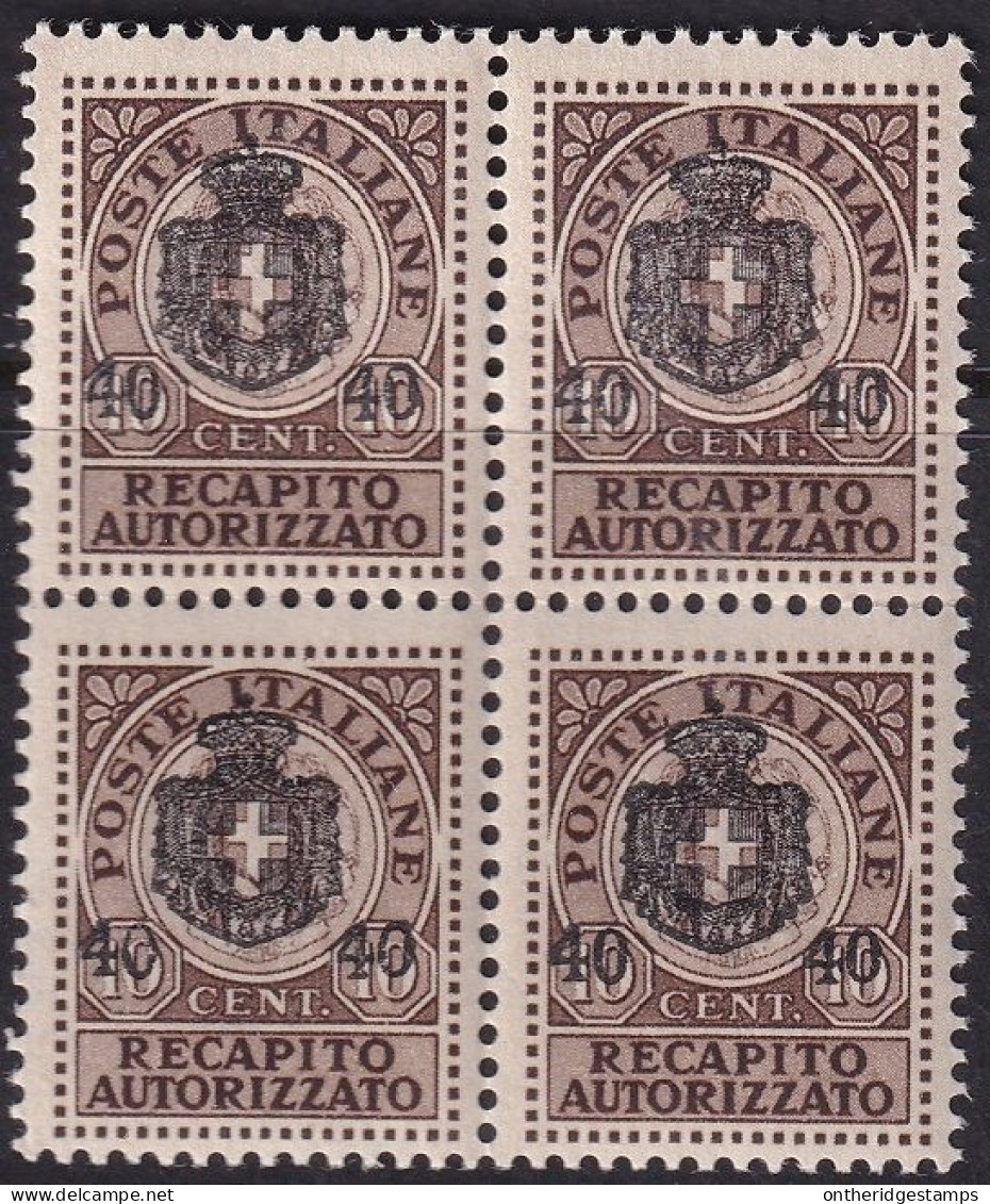 Italy 1945 Sc EY3 Italia Recapito Sa 5 Authorized Delivery Block MNH** Perf 15 - Autorisierter Privatdienst