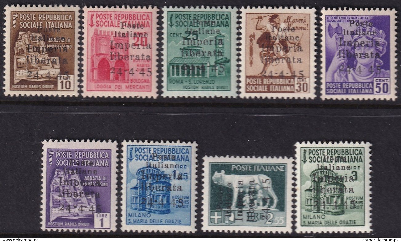 Italy 1945 Sa 2/11 Italia Locali Imperia CLN Local Partial Set MH* - Nationales Befreiungskomitee