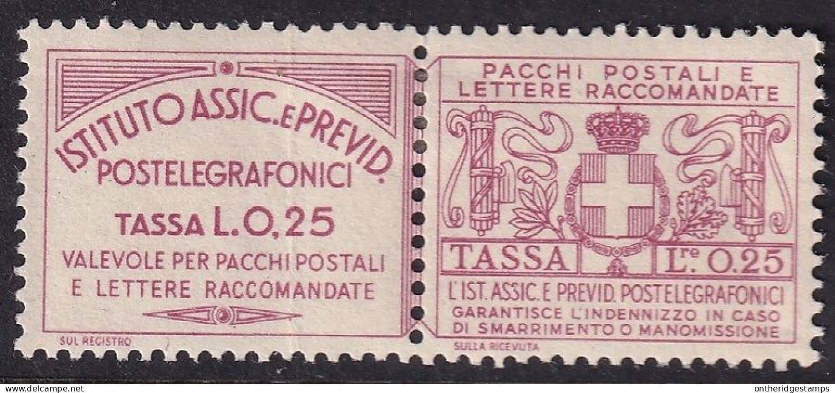 Italy 1936 Sa 11 Italia Assicurativi MH* Large Crease - Versichert