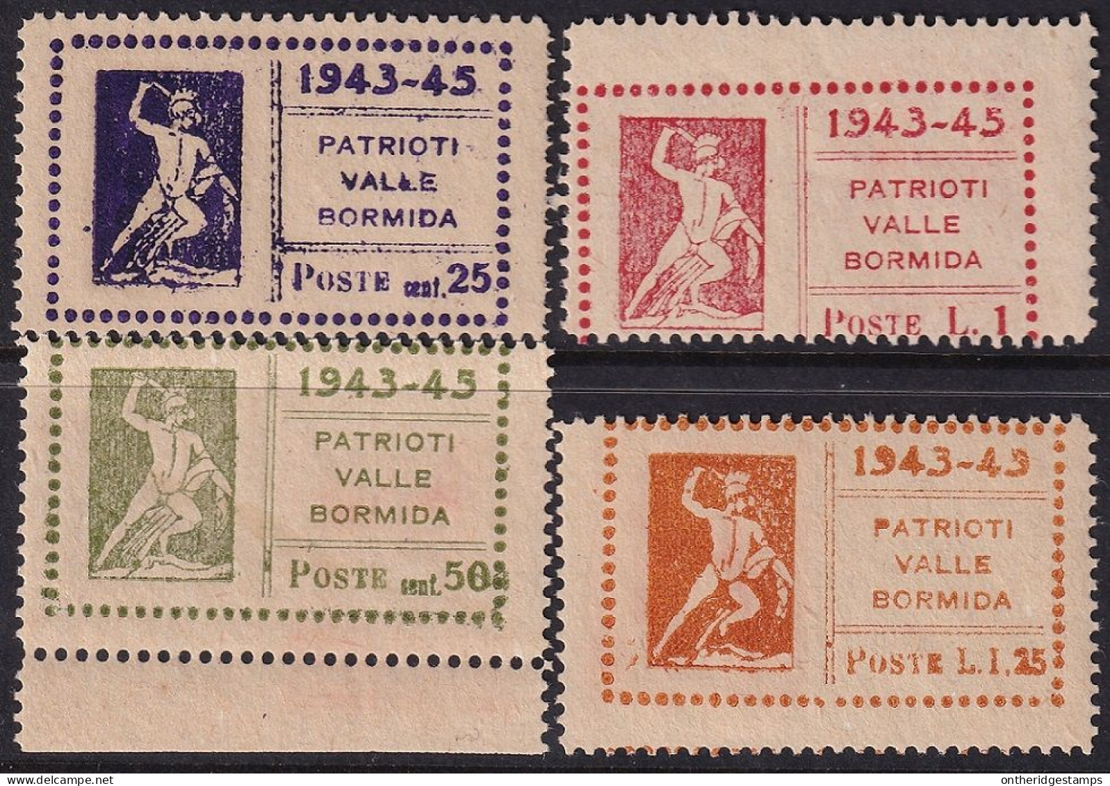 Italy 1945 Sa 16-9 Italia Locali Valle Bormida CLN Local Set MNH** - Nationales Befreiungskomitee
