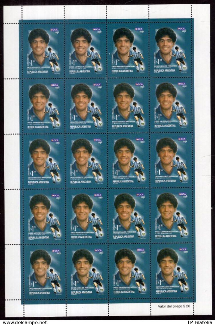 Argentina - 2002 - OCA Postal Mail Private - Diego Maradona - Neufs