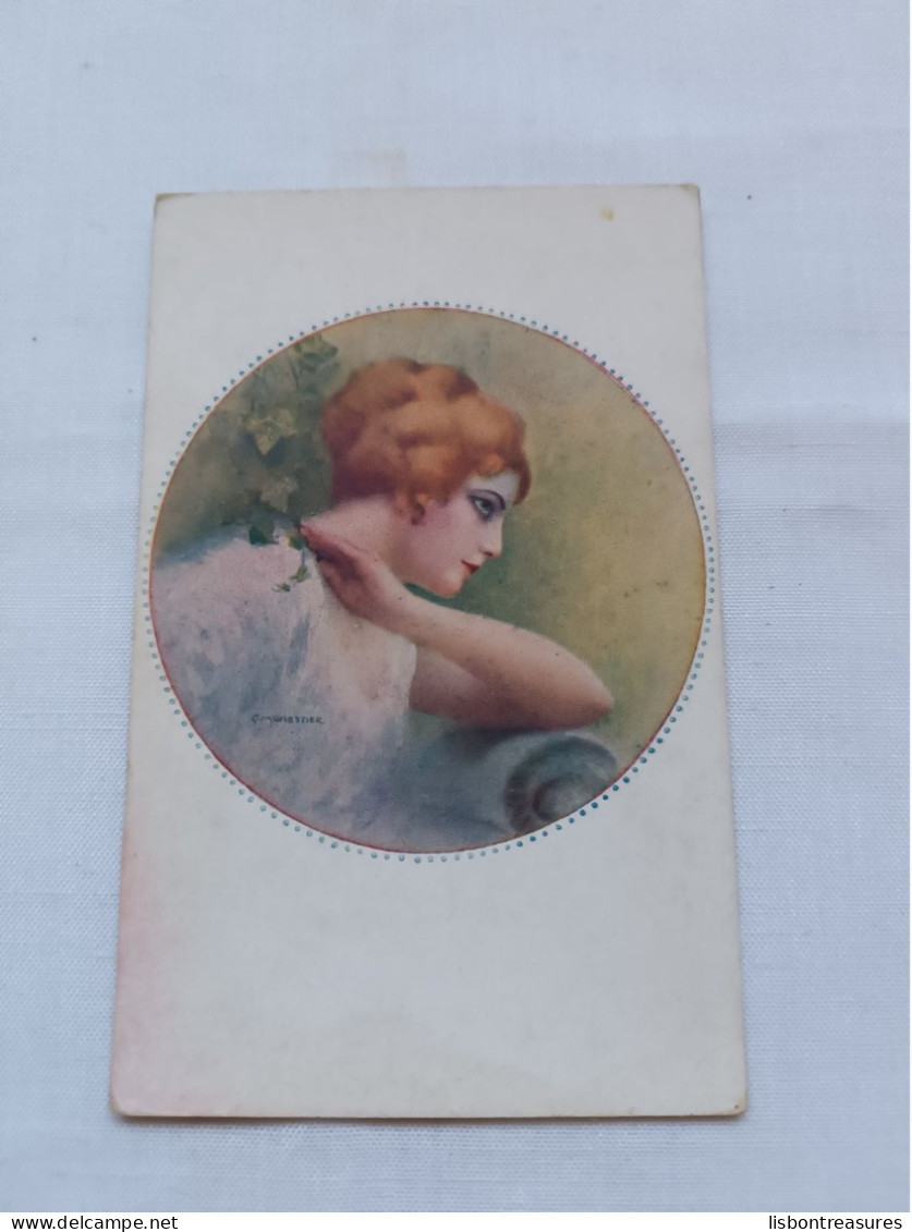 ANTIQUE POSTCARD ILLUSTRATION ART DECO WOMAN SIGNED C. MONESTIER UNUSED - Monestier, C.