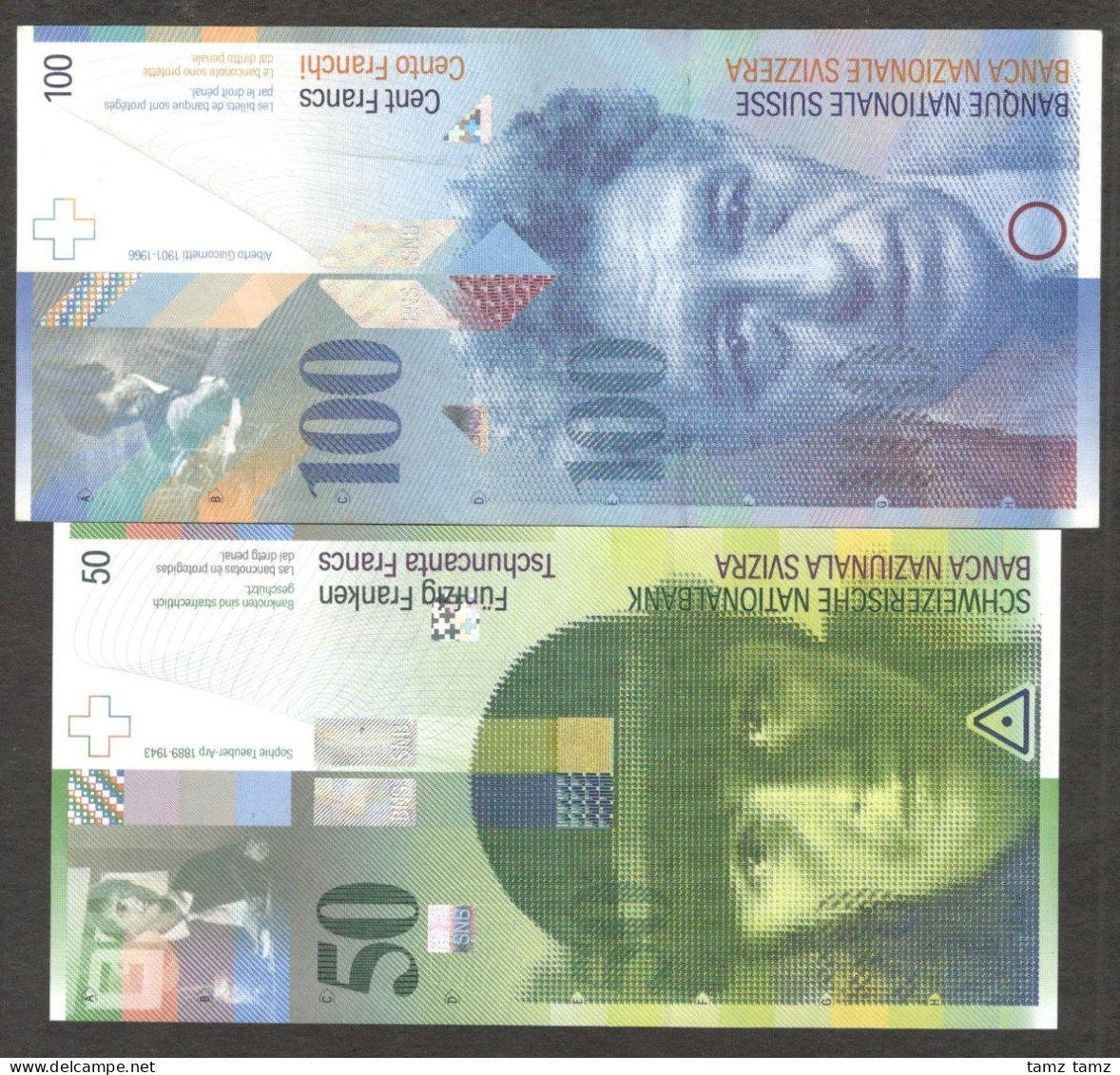 Set 4 Pcs Switzerland 10 20 50 100 Francs 1996-2005 AUNC To GEM UNC - Schweiz
