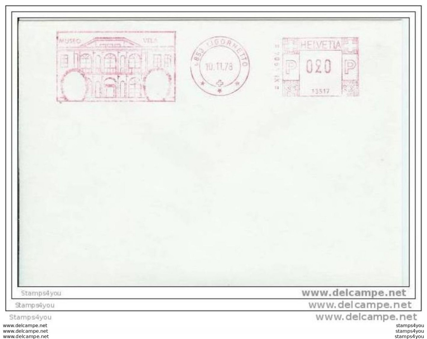 190 - 9 - Enveloppe Suisse Avec Flamme Rouge Administrative Commune De Ligornetto (Tessin) 1978 - Frankiermaschinen (FraMA)