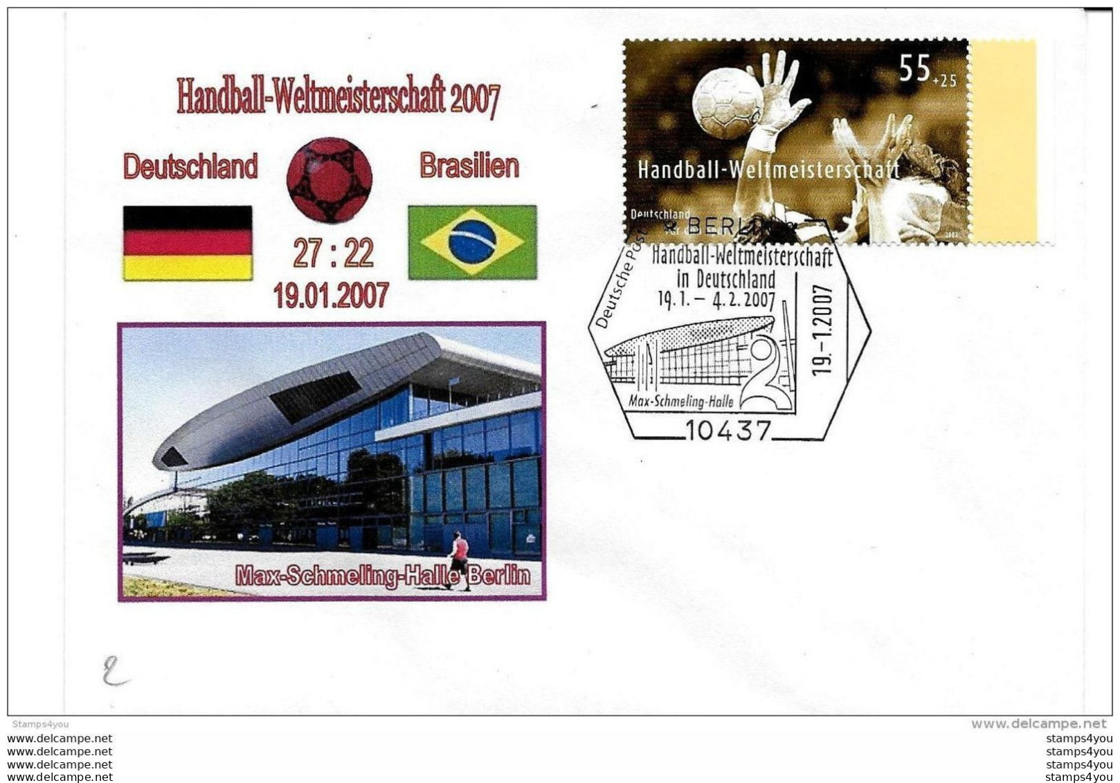 T1-9 - Enveloppe Allemande Avec Timbre Et Oblit Spéciale De Berlin "Handball WM 2007" - Hand-Ball