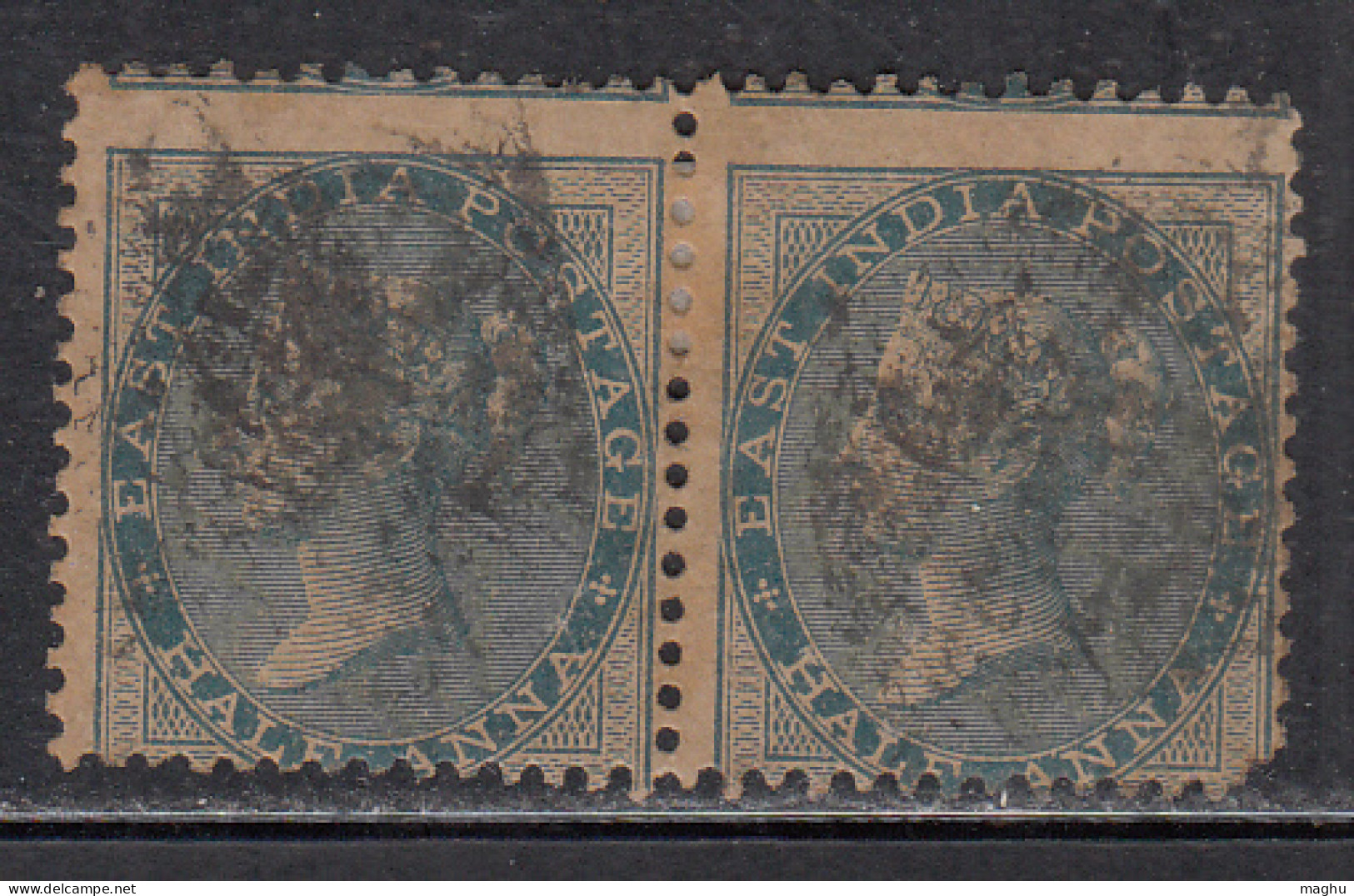 British East India Used 1856, Pair Of Half Anna, No Wmk Series,  - 1854 Britse Indische Compagnie