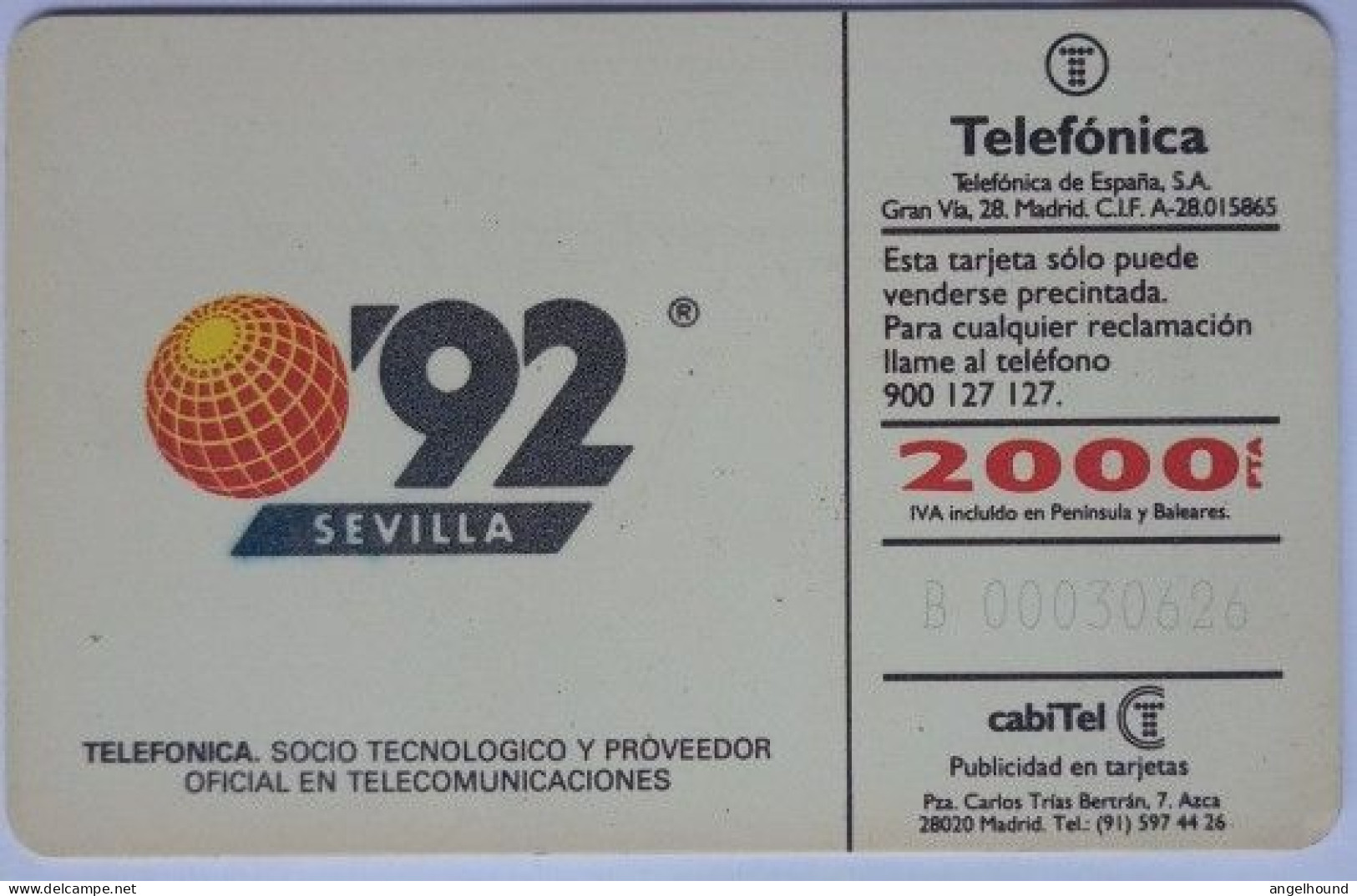 Spain 2000 Pta. H. Edelman ( Expo Sevilla '92 Without FNMT Logo ) - Emissions Privées