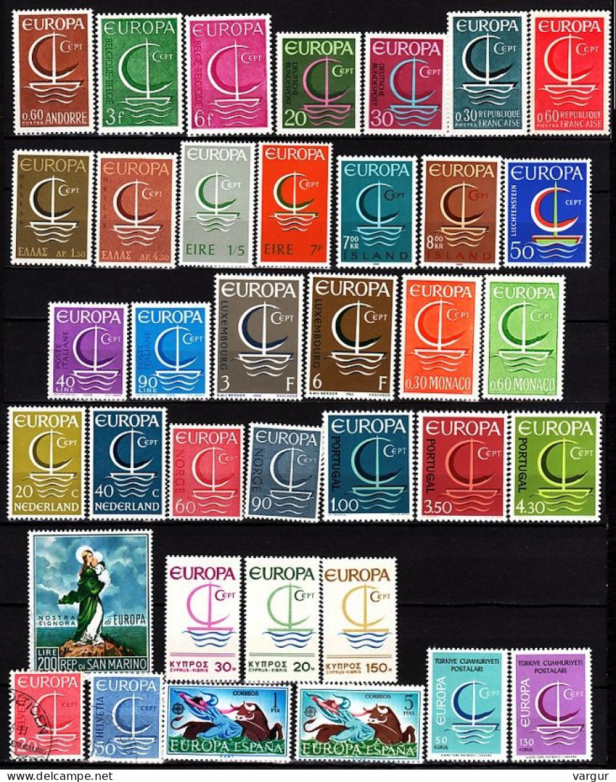 EUROPA CEPT 1966 Complete Collection: 19 Countries, MNH (1 Set Used) - Años Completos