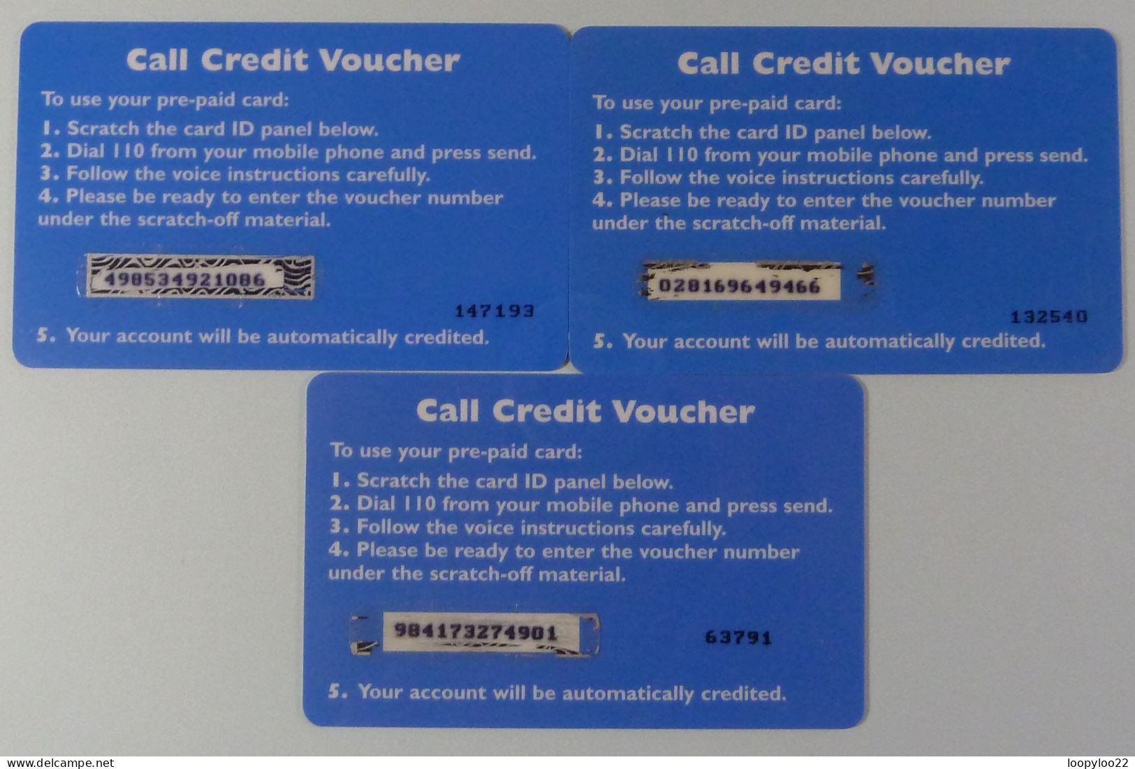 SEYCHELLES - Cable & Wireless - Mobile - Prepaid - Call Credit Voucher - Group Of 3 - Sychelles