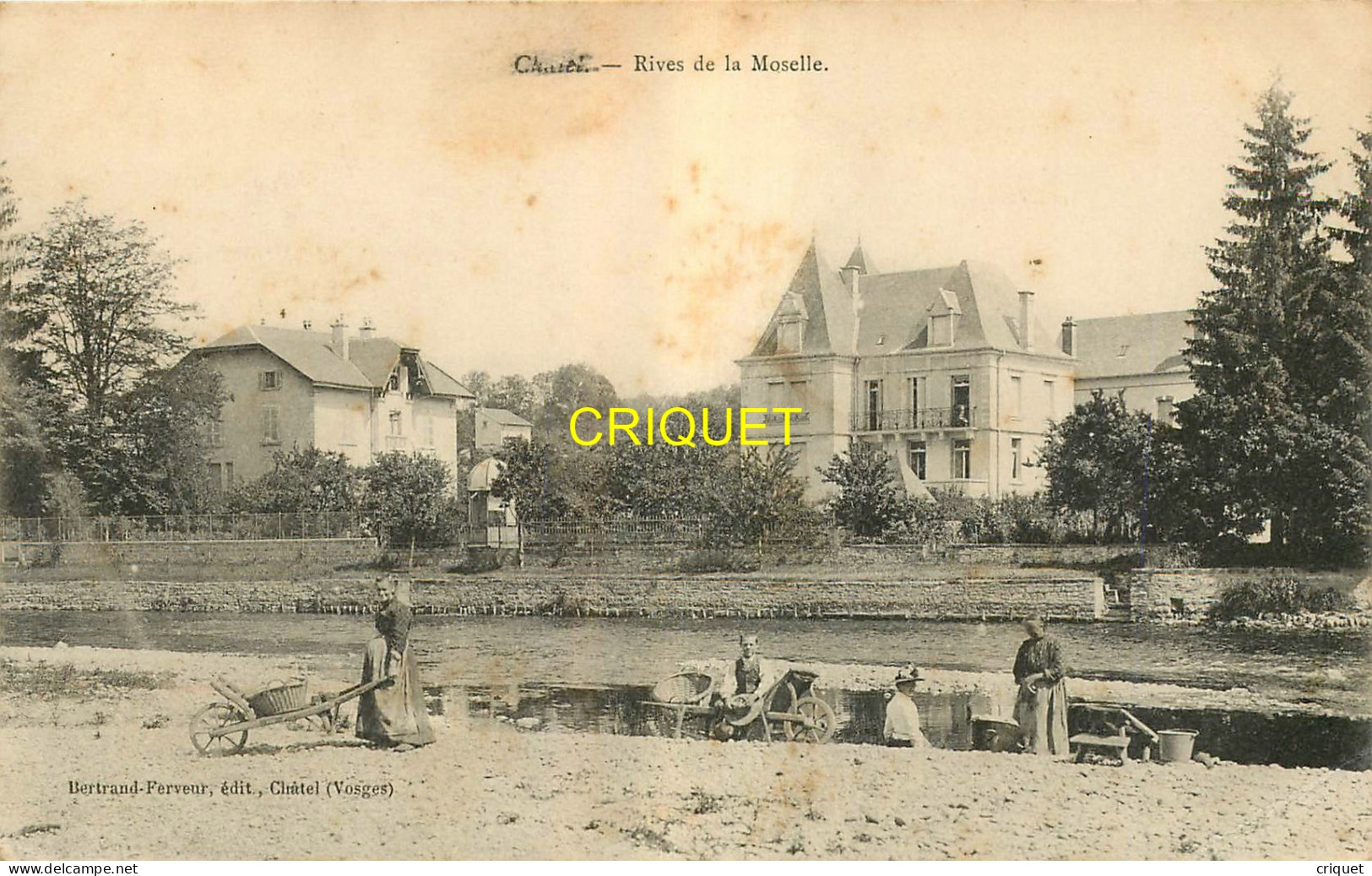 88 Chatel Sur Moselle, Rives De La Moselle, Laveuses Avec Brouettes Au 1er Plan ... - Chatel Sur Moselle