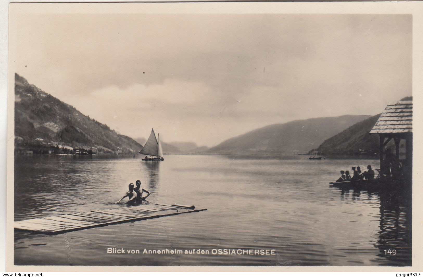 D5297) Blick Auf ANNENHEIM Am OSSIACHER SEE -  Steg Mit Badenden U. Segelboot TOP AK 1925 - Ossiachersee-Orte