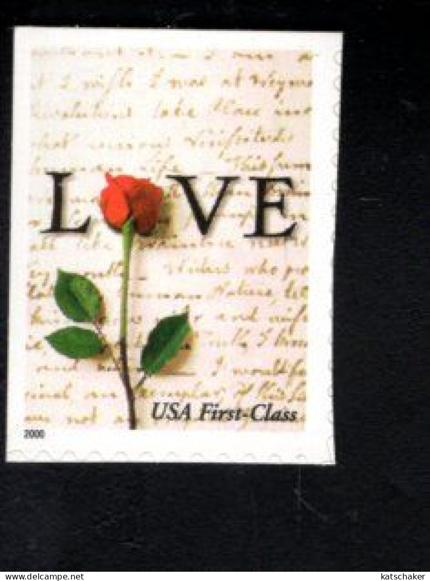 1853745837 2001 SCOTT 3496 (XX) POSTFRIS MINT NEVER HINGED - FLORA - FLOWERS - LOVE STAMP - RED ROSE - LEFT & UPPER IMPF - Autres & Non Classés