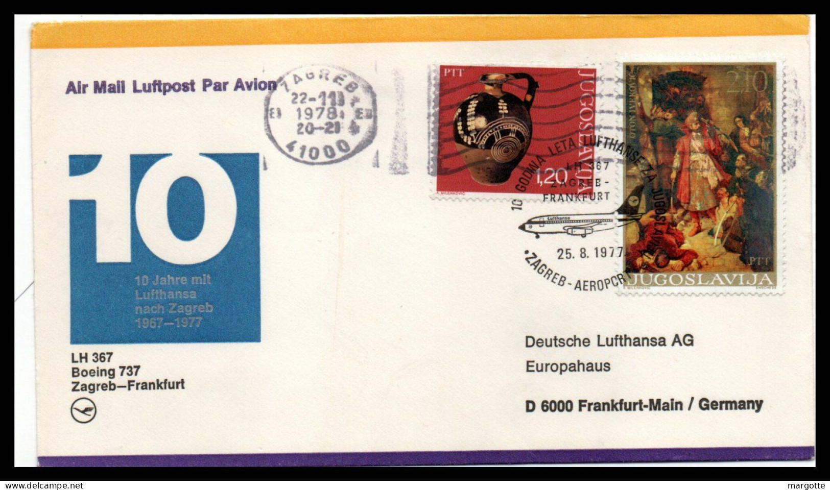 FFC Lufthansa  ZagrebFrankfurt  22/11/1978 - Airmail