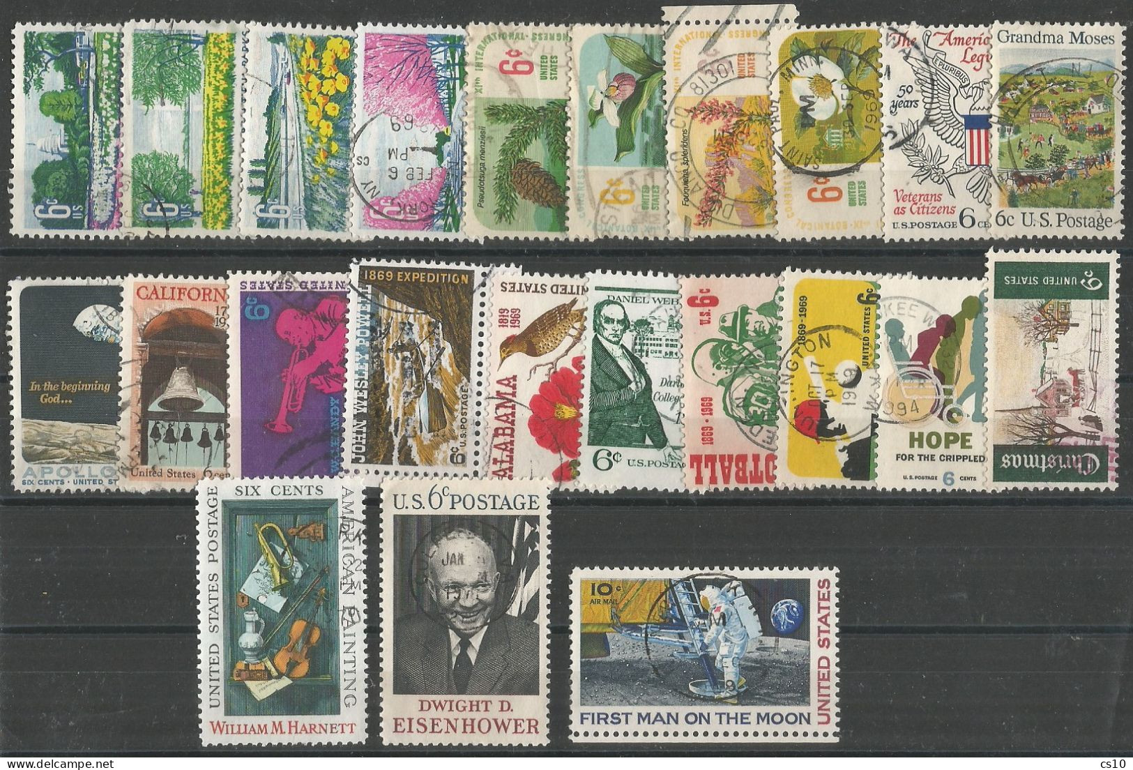 USA Top Quality Commemoratives Complete Yearset 1969 In 232 VFU Pcs (circular PMK) - SC.# 1365/1386 - Années Complètes