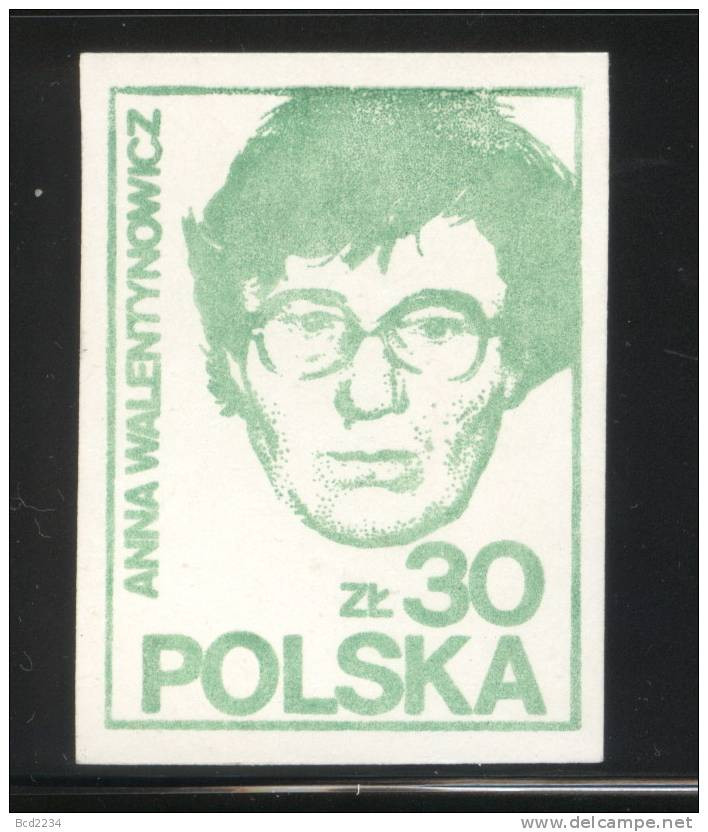 POLAND SOLIDARNOSC SOLIDARITY (GDANSK) 1983 ANNA WALENOWICZ LIGHT GREEN CHALKY PAPER (SOLID0127(3)A1/0619(3)1A) - Solidarnosc Labels