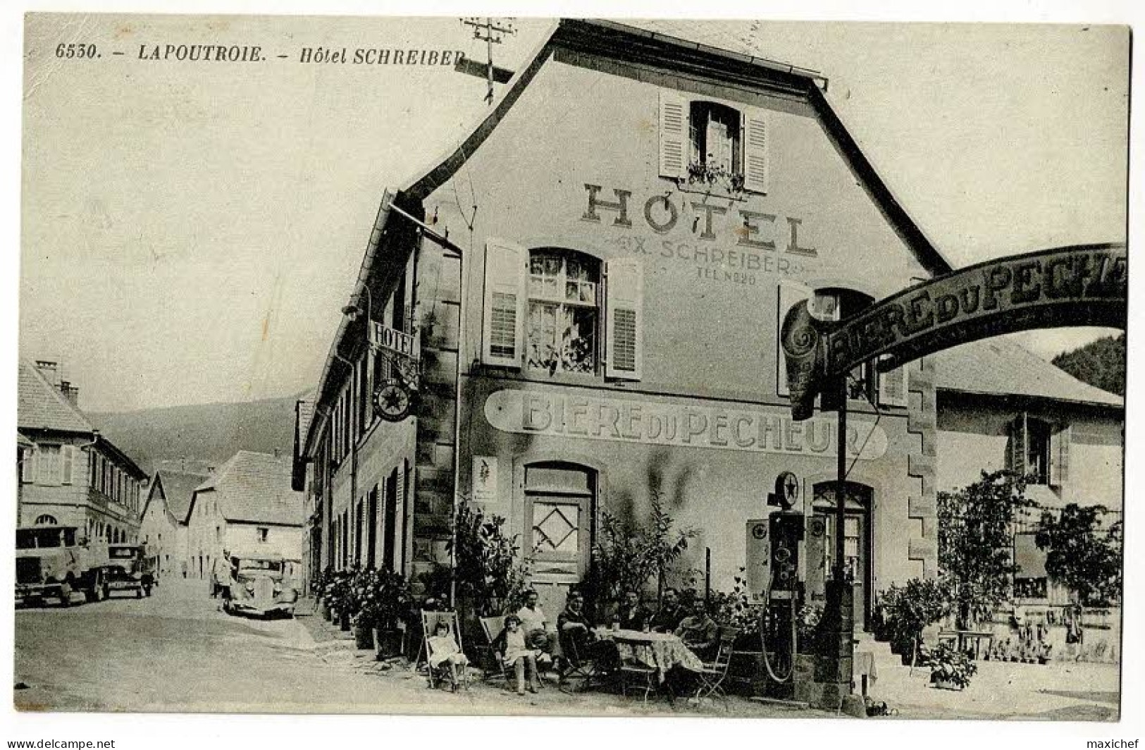 Lapoutroie - Hôtel Schreiber (pompe à Essence, Animation, Bière Du Pêcheur, Automobiles) Pas Circulé - Lapoutroie