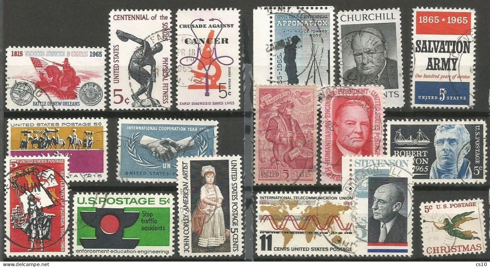 USA Top Quality Commemoratives Complete Yearset 1965 In 17 VFU Pcs (circular PMK) - Años Completos