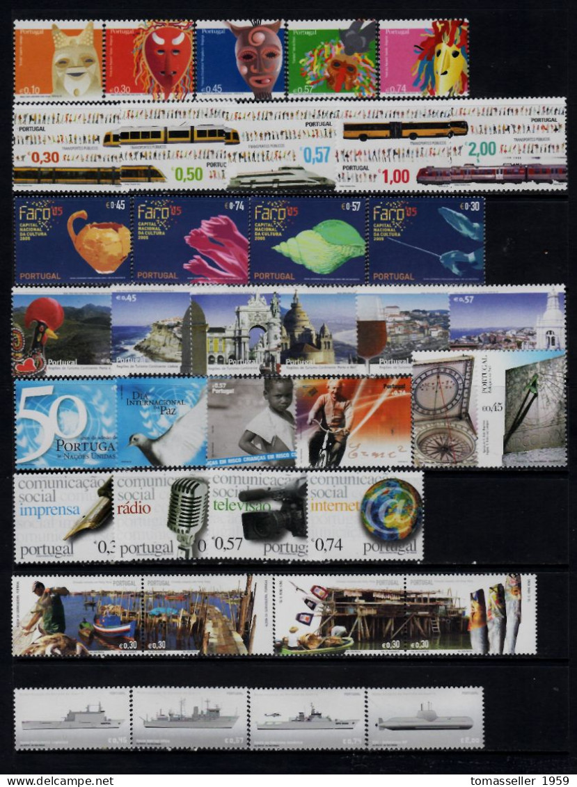 Portugal-2005- Year Set. 24 Issues-(stamps,s/s,booklets)-MNH** - Ganze Jahrgänge