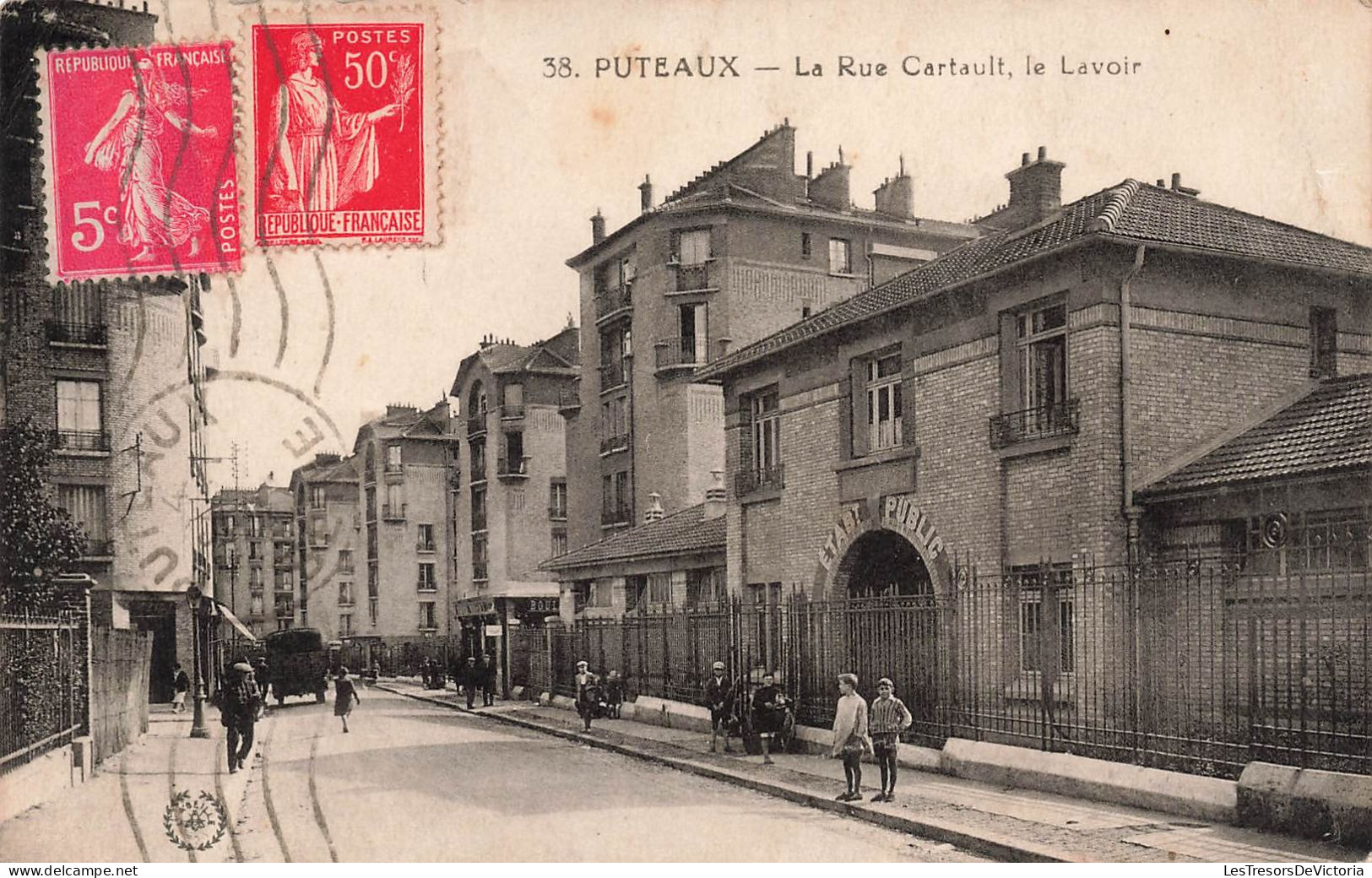 FRANCE - Puteaux - La Rue Cartault, Le Lavoir  - Carte Postale Ancienne - Puteaux