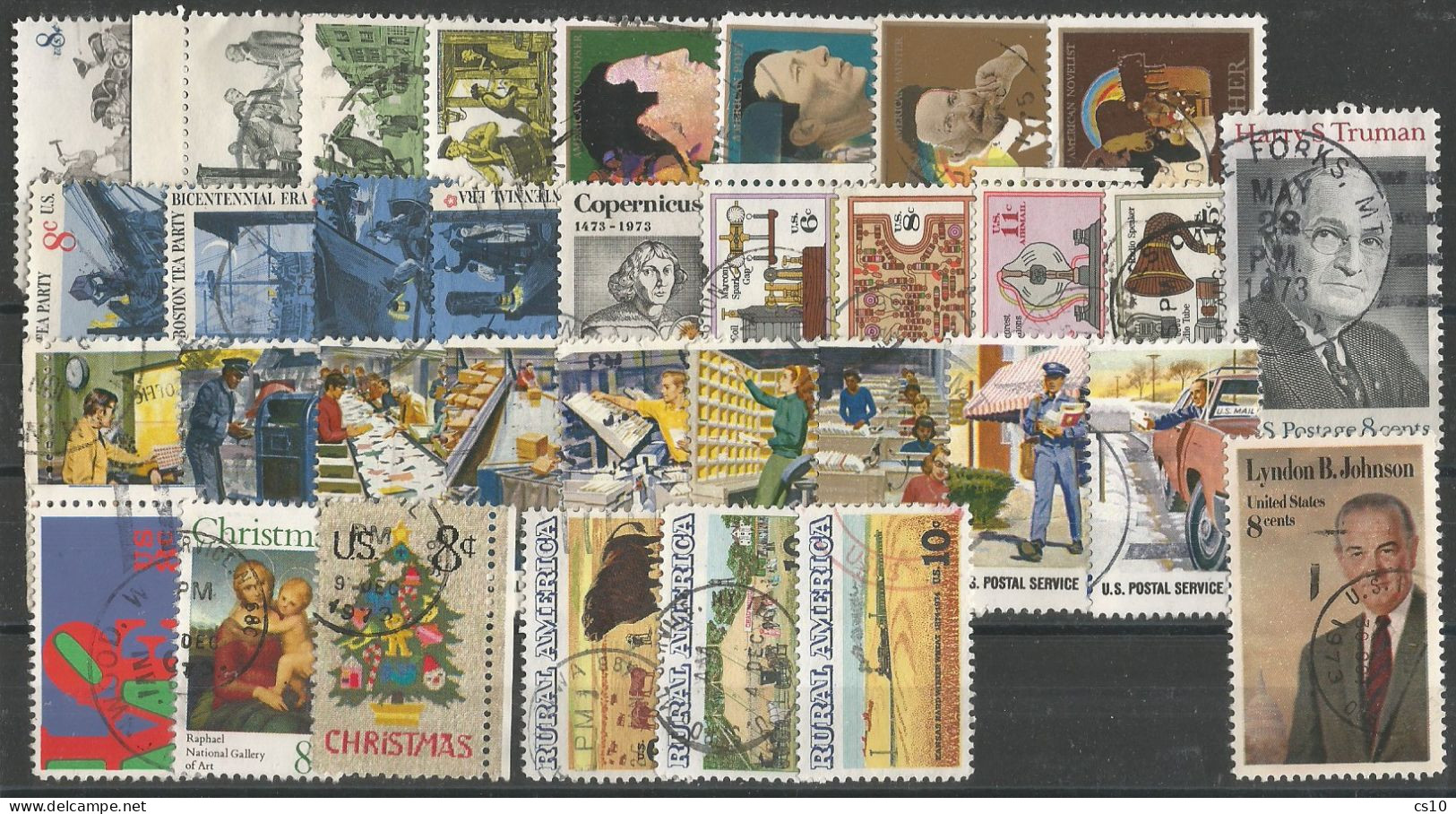 USA Top Quality Commemoratives Complete Yearset 1973 In 35 VFU Pcs (circular PMK) - Full Years