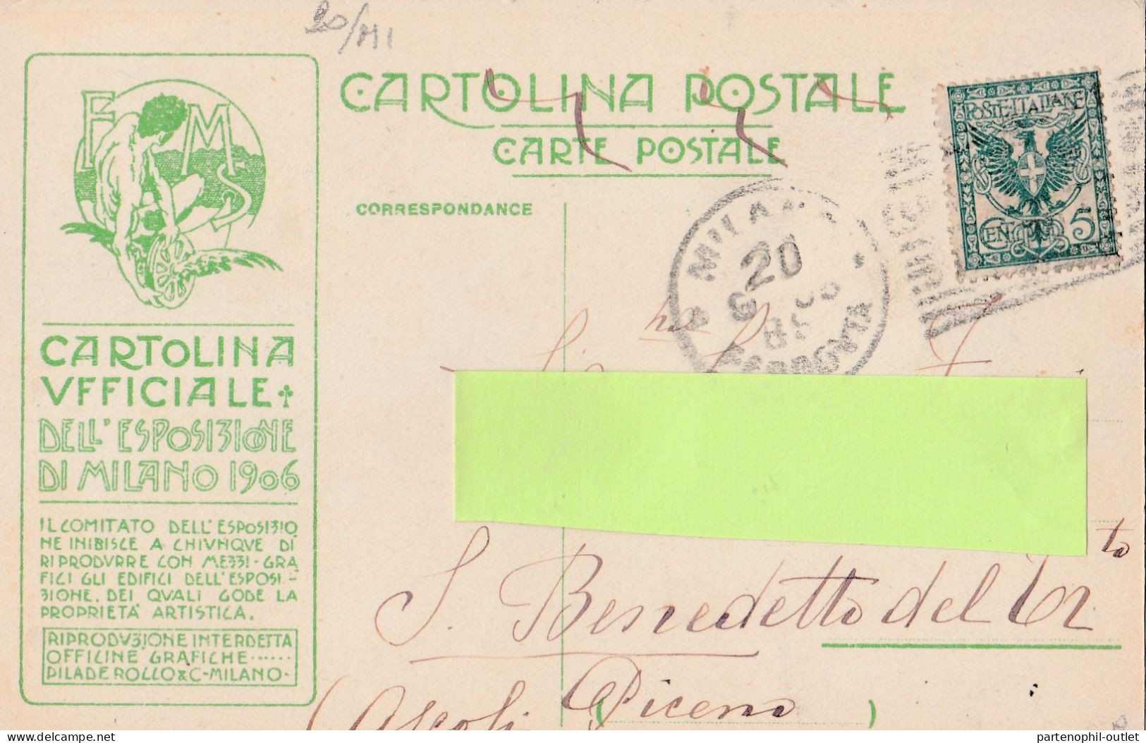 Cartolina - Postcard /    Viaggiata - Sent  /  Esposizione Milano 1906 - Ingresso Via XX Settembre. - Manifestazioni