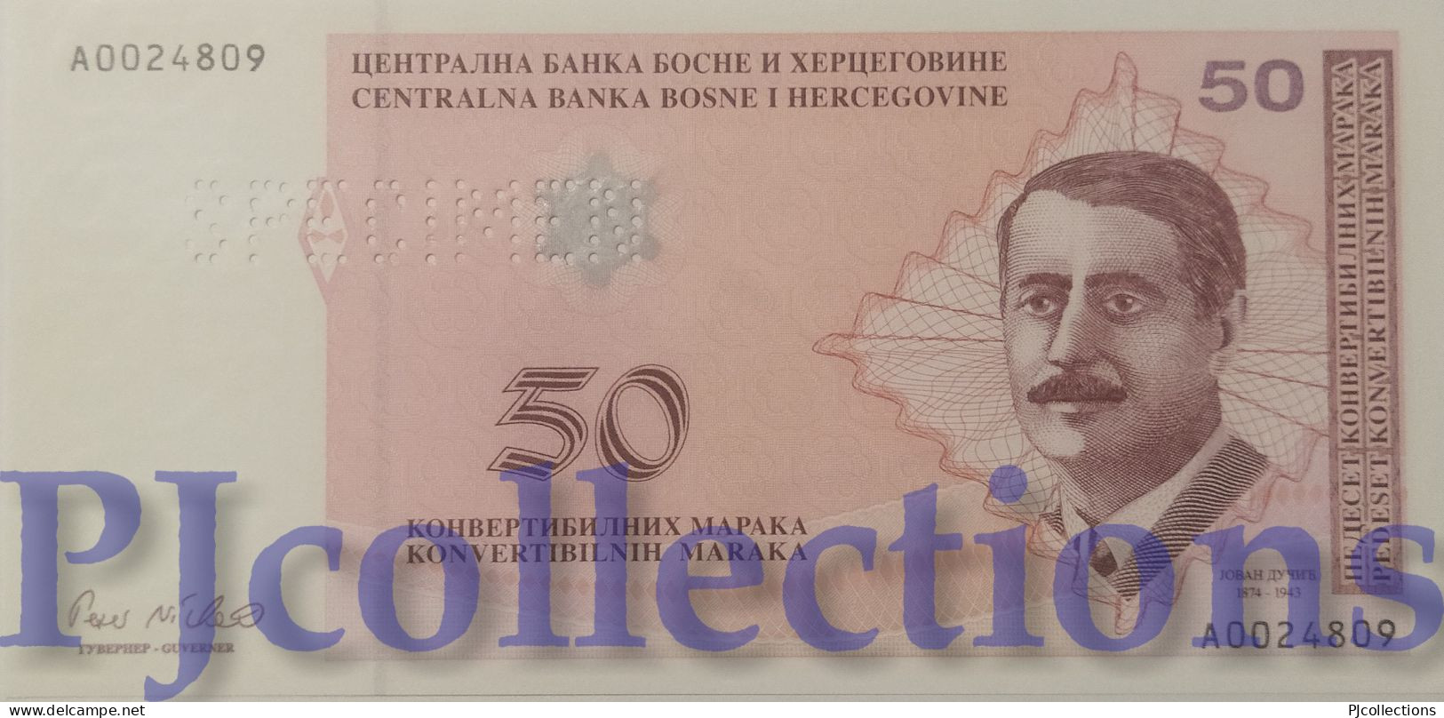 BOSNIA HERZEGOVINA 50 MARKA 1998 PICK 68s SPECIMEN UNC PERFORATA - PERFORATED - Bosnie-Herzegovine