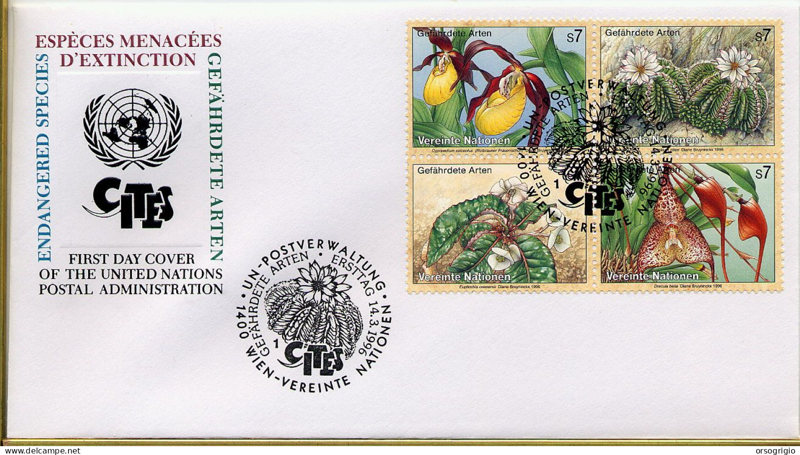 UN - VEREINTE NATIONEN - NATIONS UNIES -  FDC 1996   CITES - Blocs-feuillets