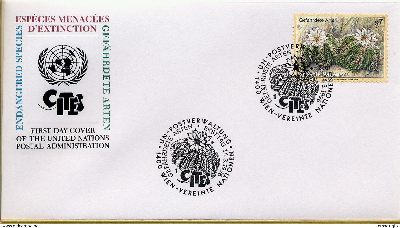 UN - VEREINTE NATIONEN - NATIONS UNIES -  FDC 1996   CITES - Blocs-feuillets