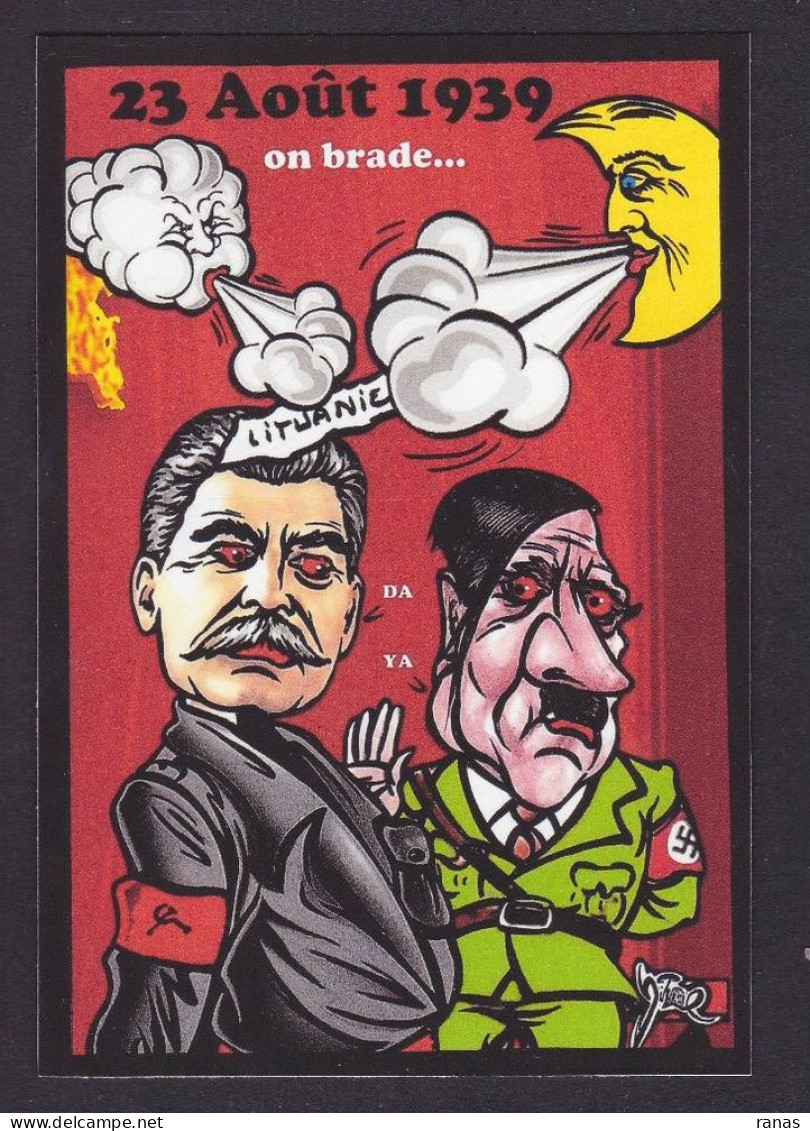 CPM Lituanie En 30 Ex. Numérotés Signés Par L'artiste JIHEL Hitler Staline - Lituanie