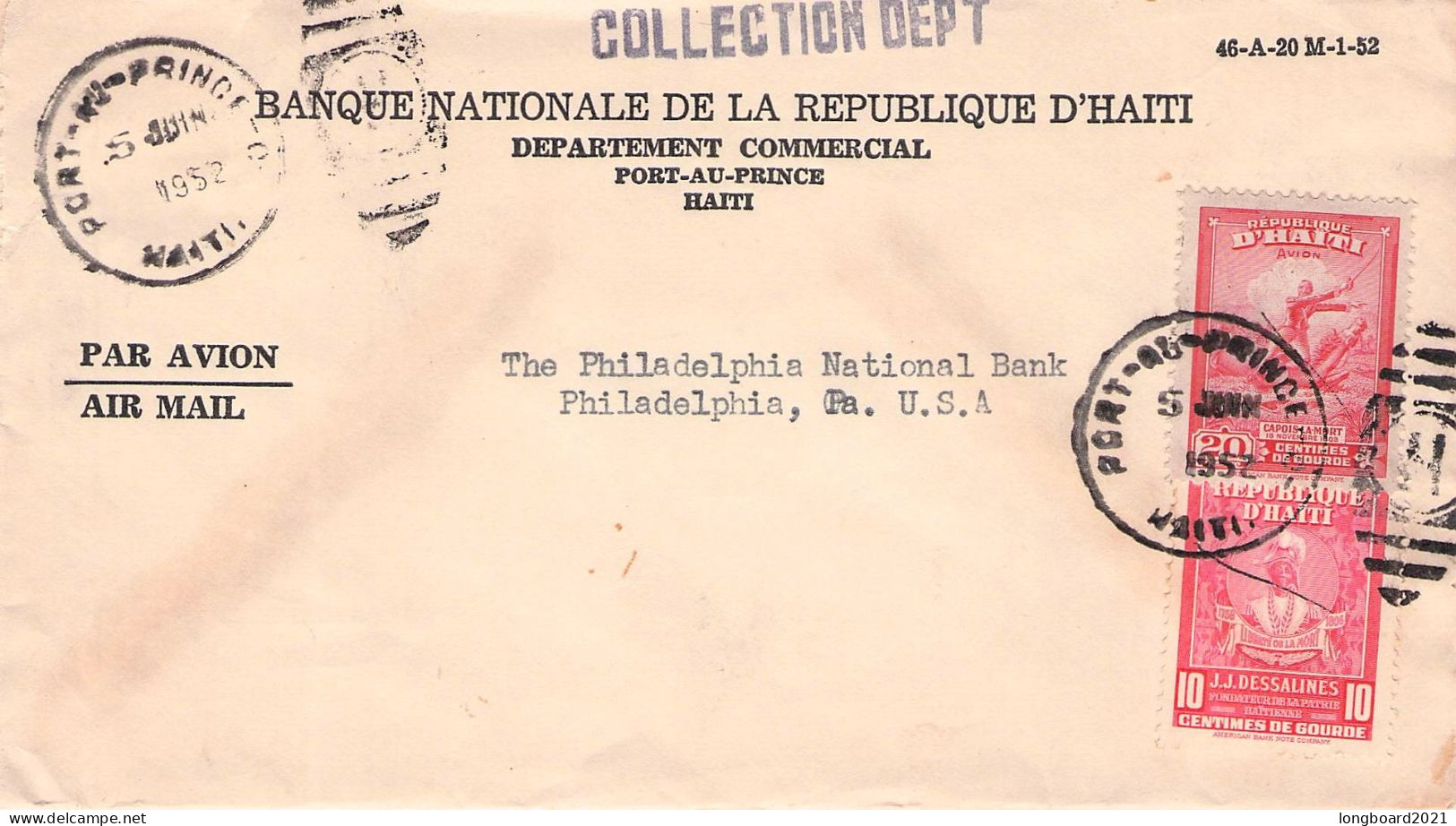 HAITI - MAIL 1952 - PHILADELPHIA / 1201 - Haïti