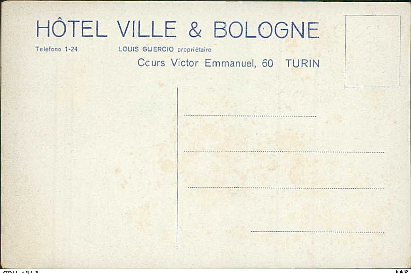 TORINO - HOTEL VILLE & BOLOGNE - 1910s (18282) - Cafes, Hotels & Restaurants