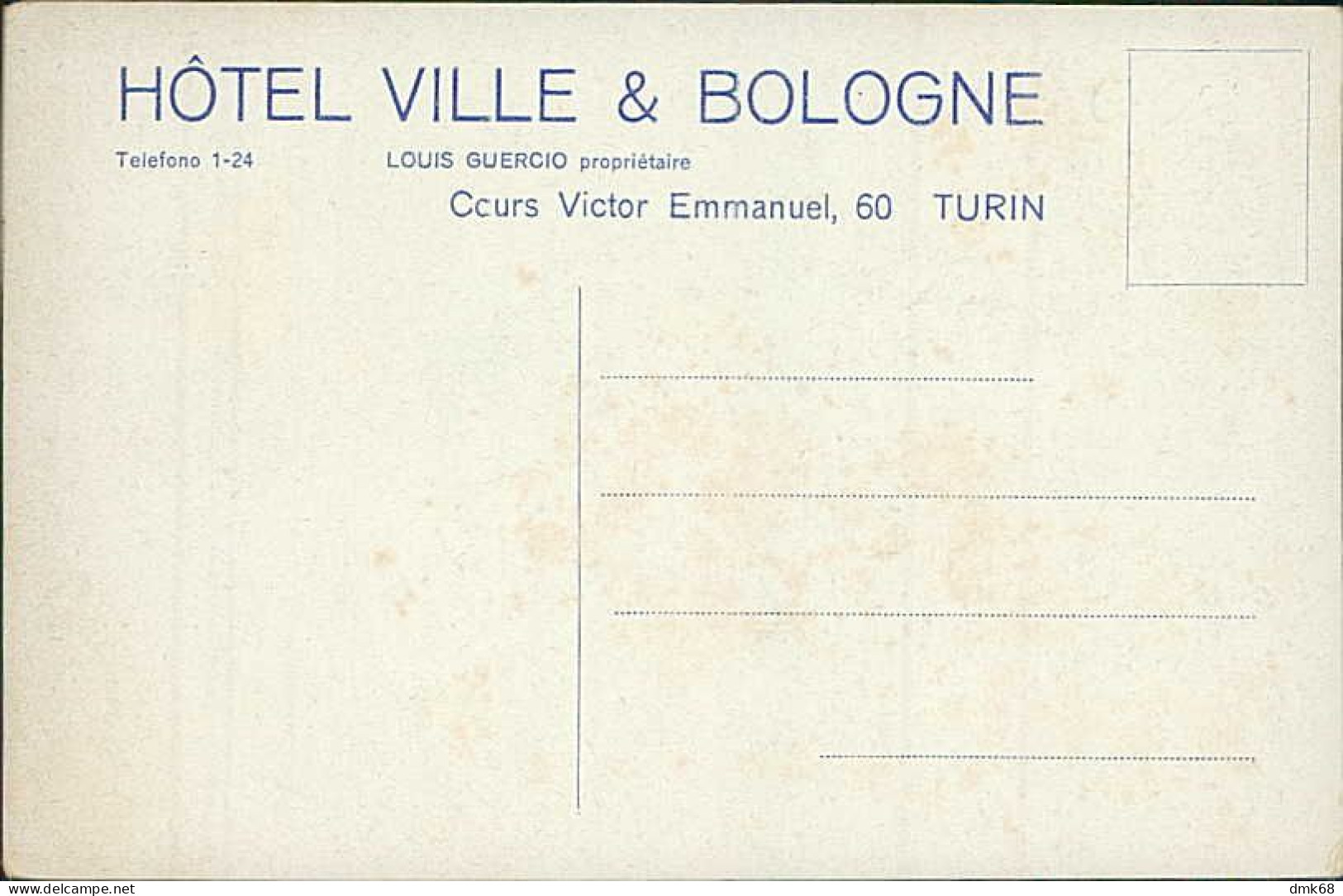 TORINO - HOTEL VILLE & BOLOGNE - 1910s (18282) - Bar, Alberghi & Ristoranti