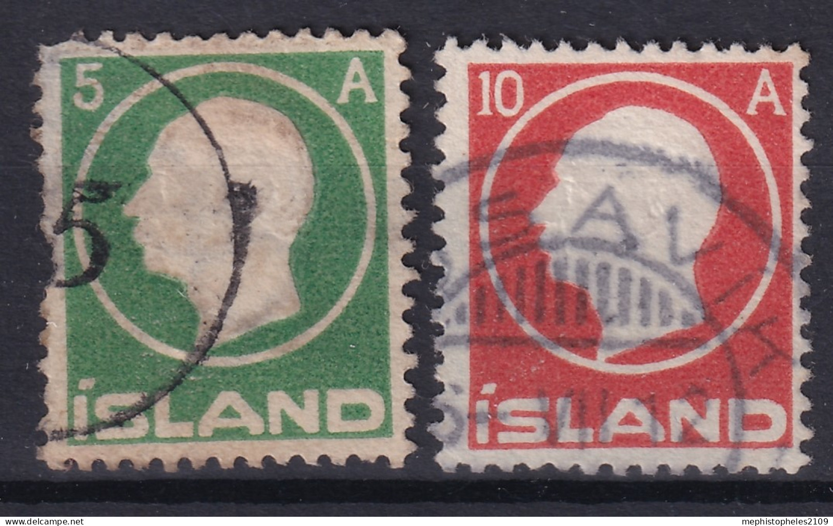 ICELAND 1912 - Canceled - Sc# 92, 93 - Used Stamps
