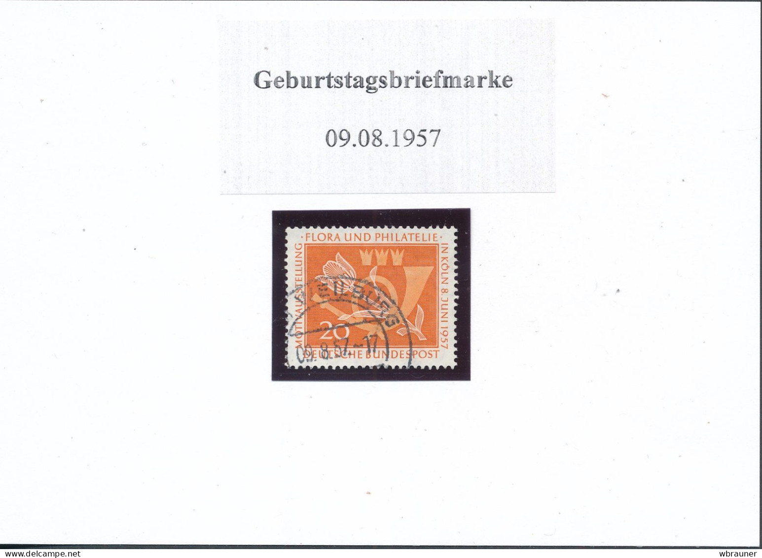 Bund 254 Gestempelt Stempeldatum 09.08.1957  Schöne Geburtsdatumsbriefmarke   Auch Zum Verschenken Geeignet - Gebraucht