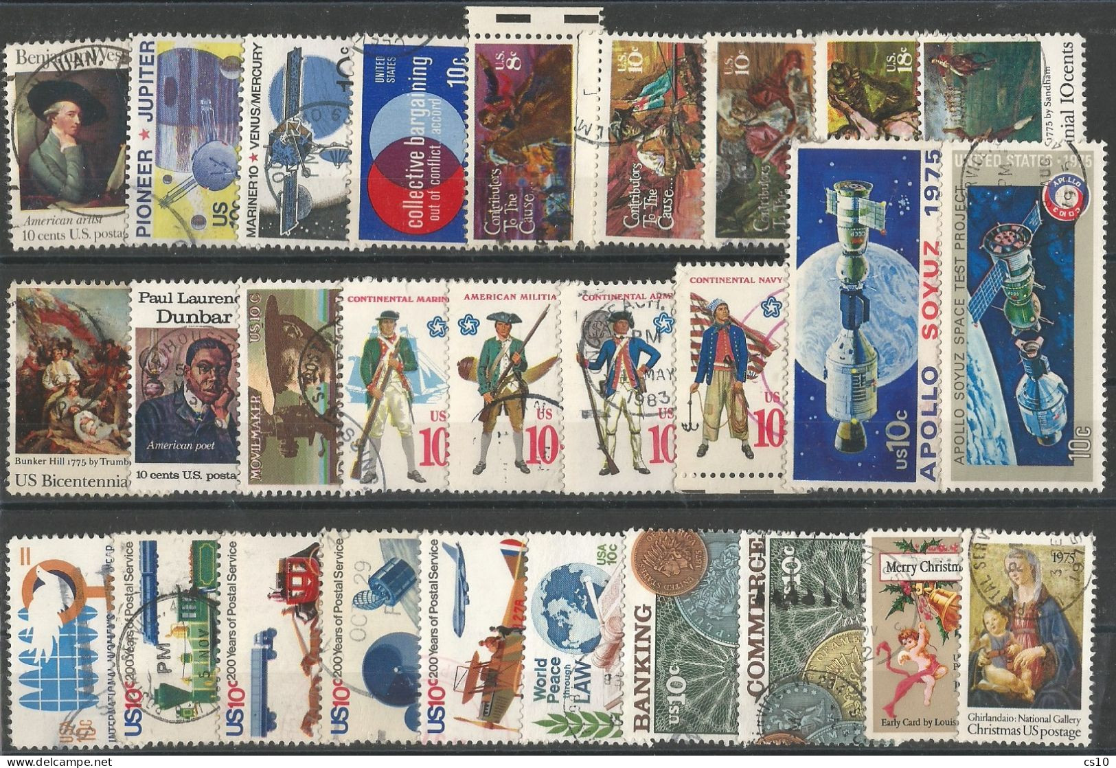 USA Top Quality Commemoratives Complete Yearset 1975 In 28 VFU Pcs (circular PMK) - Años Completos