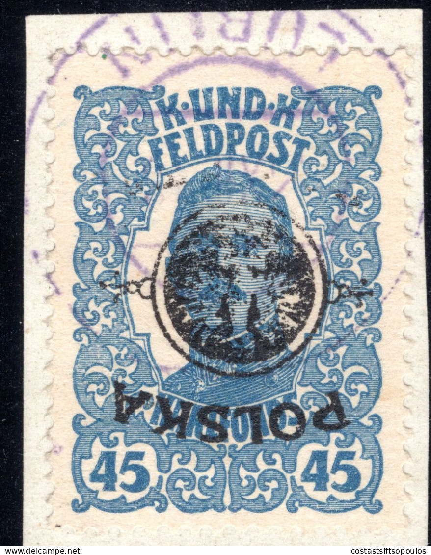 1858. POLAND. 1918 #29a INVERTED OVERPR. SIGNED - Errors & Oddities