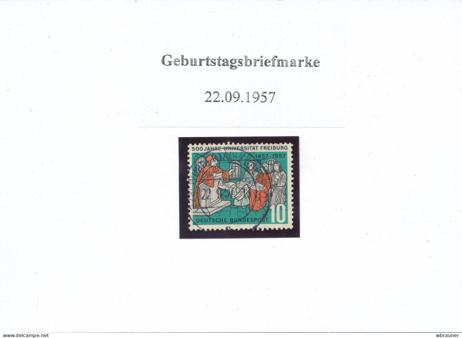 Bund 256 Gestempelt Stempeldatum 22.09.1957  Schöne Geburtsdatumsbriefmarke   Auch Zum Verschenken Geeignet - Gebraucht