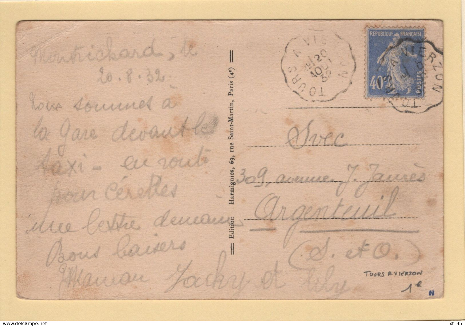 Convoyeur Tours A Vierzon - 1932 - Railway Post