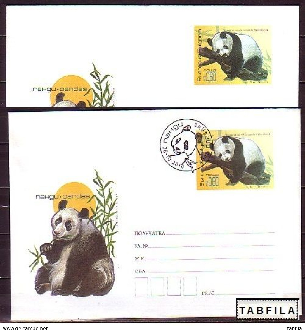 BULGARIA - 2010 - Bear - Panda - 2 P.St.mint & Spec.cache - Enveloppes