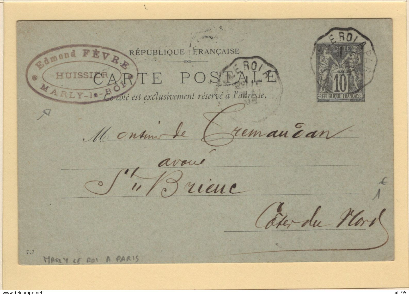 Convoyeur Marly Le Roi  A Paris - 1897 - Posta Ferroviaria