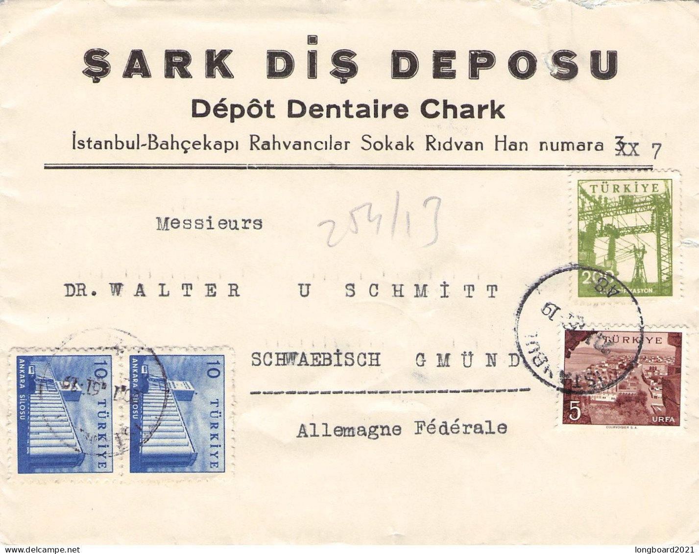 TURKEY - AIRMAIL 1961 ISTANBUL - SCHWÄB. GMÜND / 1210 - Storia Postale