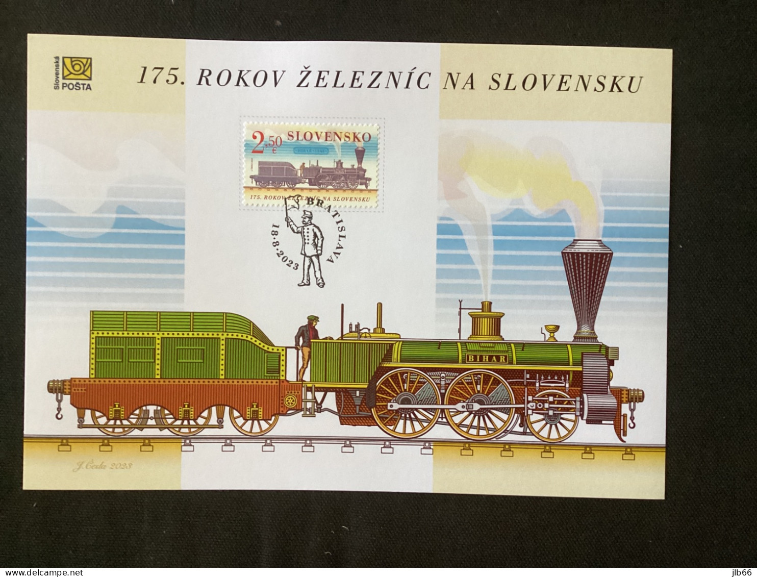 2023 Pofis Grande Carte Maximum  798 Train 175 Ans Du Transport Ferroviaire En SK Chemin De Fer - Autres & Non Classés