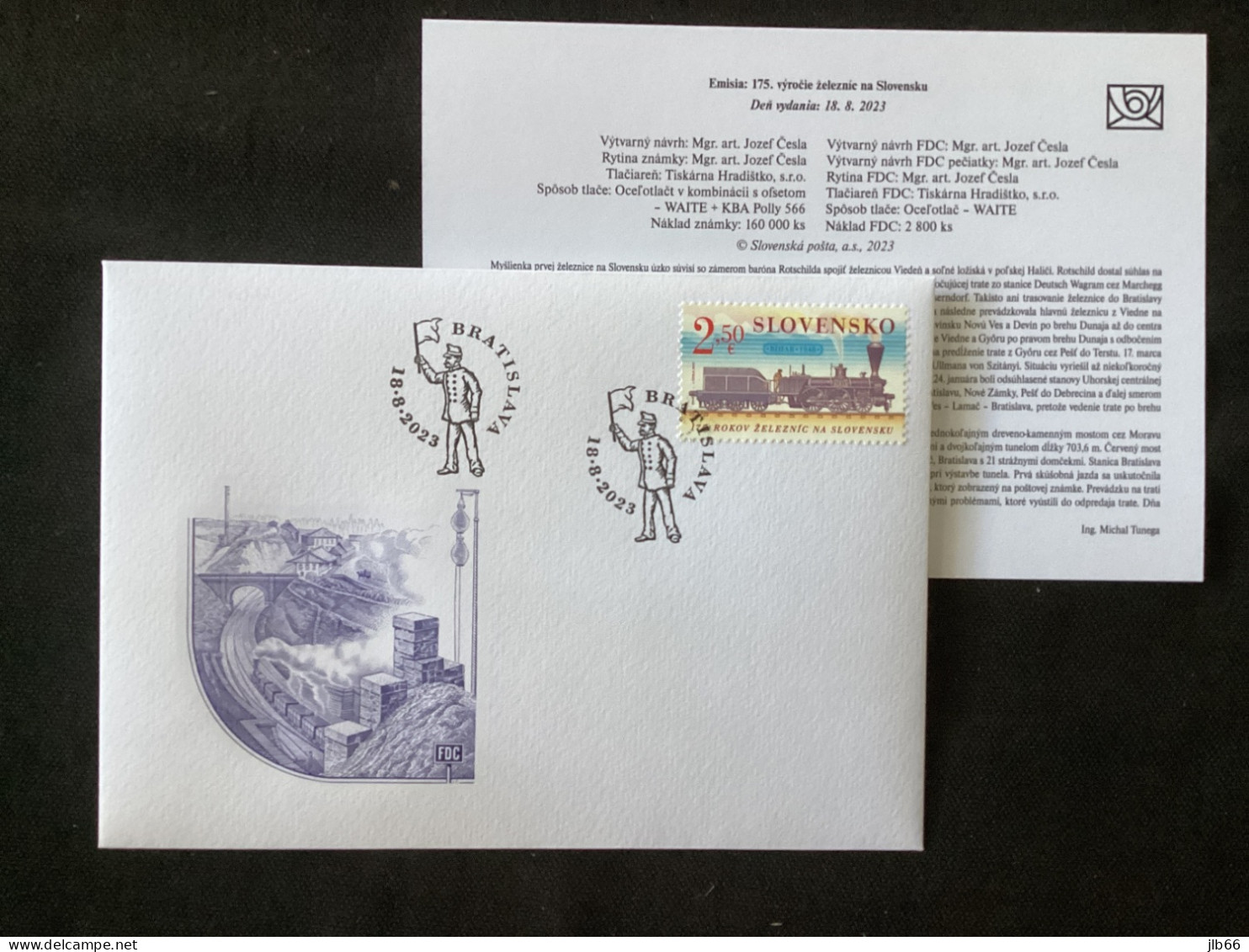 2023 Pofis FDC 798 Train 175 Ans Du Transport Ferroviaire En SK Chemin De Fer - FDC