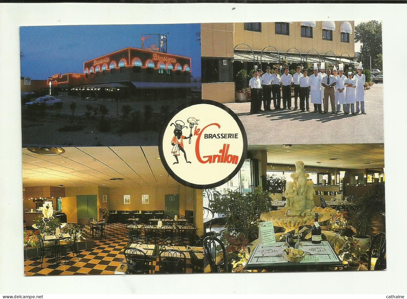 84 . SORGUES . " BRASSERIE LE GRILLON ." DANS LA ZONE COMMERCIALE AVIGNON NORD . MULTIVUE . LE PERSONNEL ET CHEF - Sorgues