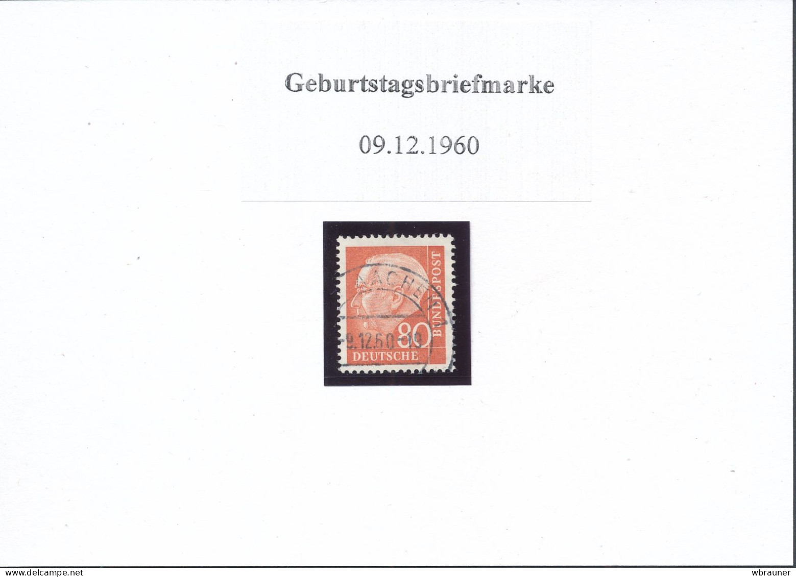 Bund 264 Gestempelt Stempeldatum 09.12.1960  Schöne Geburtsdatumsbriefmarke   Auch Zum Verschenken Geeignet - Gebraucht