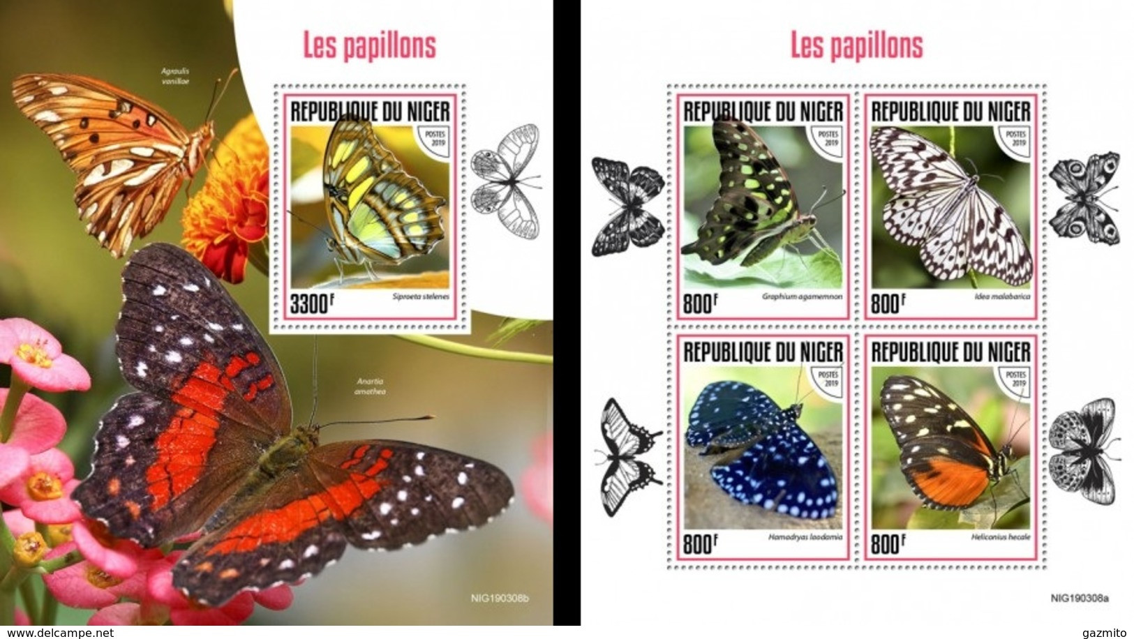 Niger 2019, Animals, Butterflies, 4val In BF +BF - Niger (1960-...)