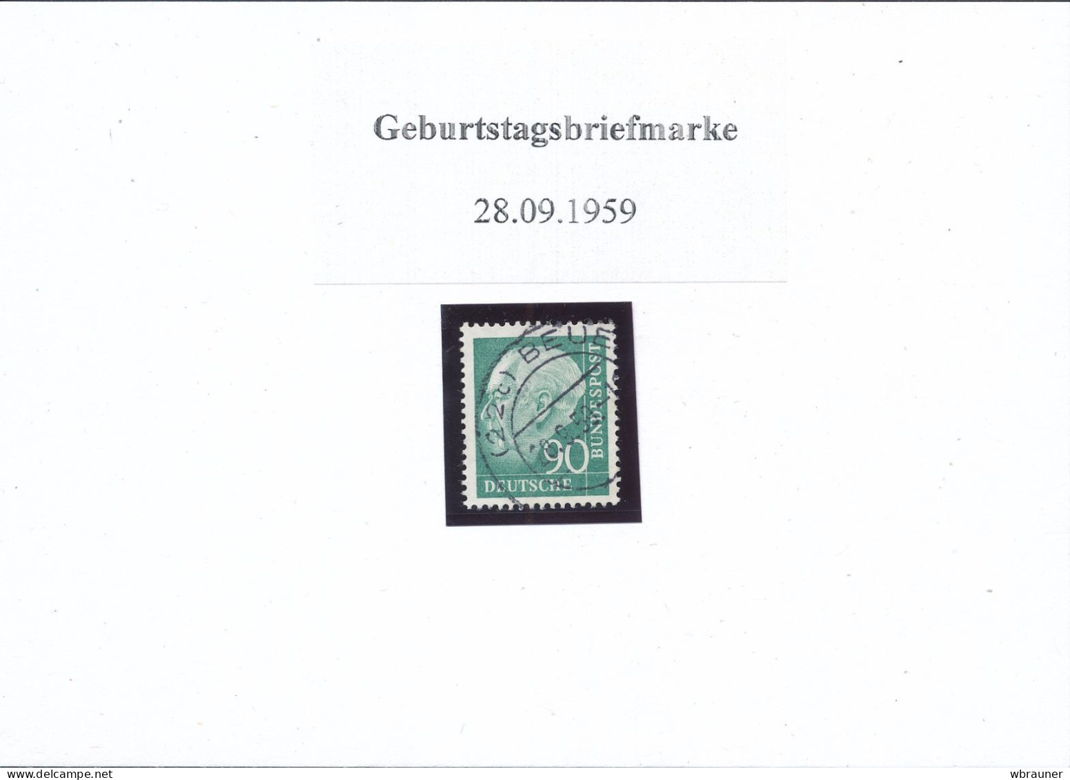 Bund 265 Gestempelt Stempeldatum 28.09.1959  Schöne Geburtsdatumsbriefmarke   Auch Zum Verschenken Geeignet - Gebraucht